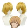 Парик для косплея аниме, Денджи, короткие волосы, золотисто-желтые, высокотемпературное синтетическое волокно