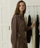 Adowl Modern Shirts Collar Lap Long Dress - Moca