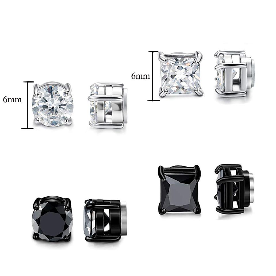 ZAKOL Crystal CZ Strong Magnetic Ear Stud Clip Earrings for Men Women Punk Round Zircon Magnet Earrings Non Piercing Jewelry