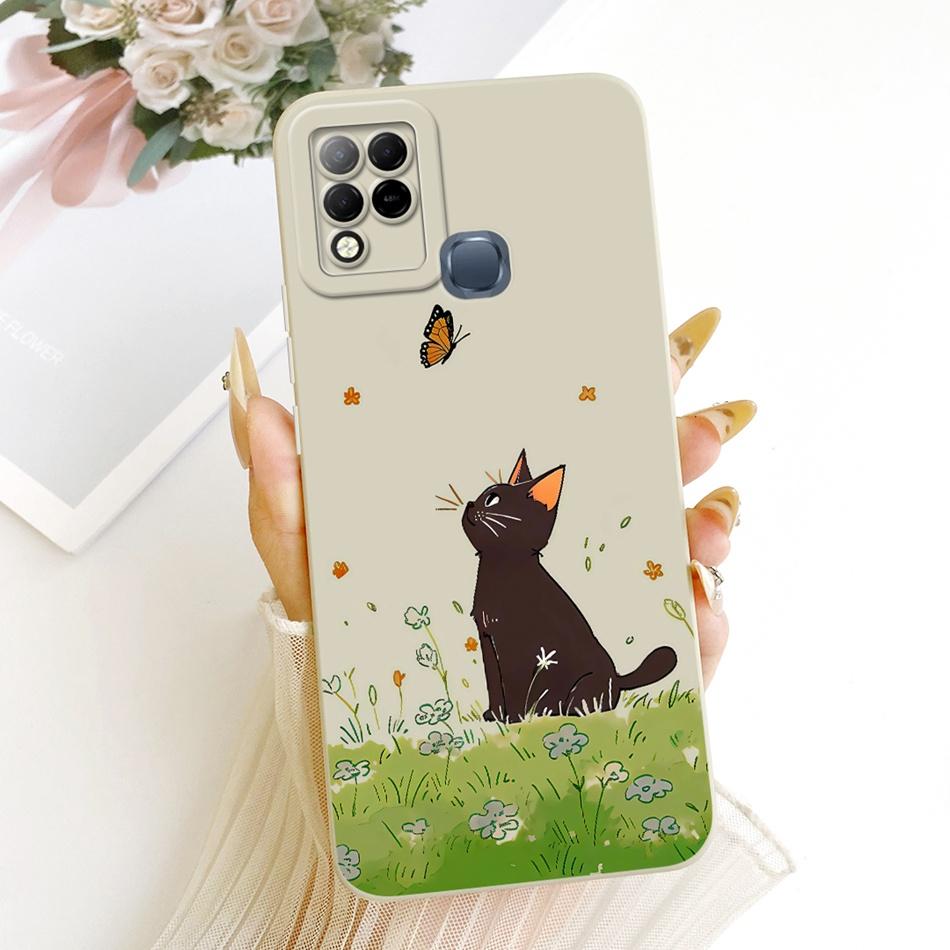 For Infinix Hot 10T 10S NFC 10i X659B X658E X689 X689C Cute Cat Flower Butterfly Cartoon Shockproof Soft Silicone Phone Case