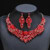 Dress Jewelry Necklace Earrings Two-Piece Set Colorful Flowers Bride Vintage Premium Design
