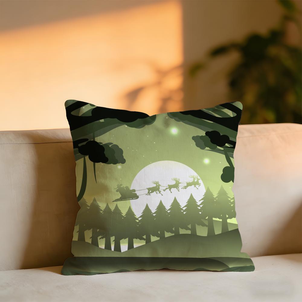 Cute Christmas Cushion Cover Cozy Velvet Throw PillowSoft Warm Cushion For Sofa Bed