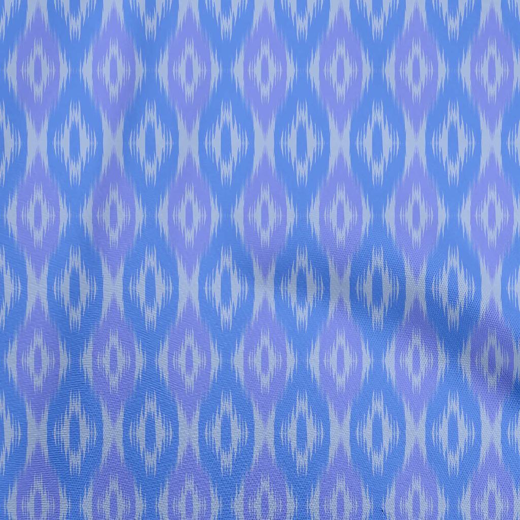 oneOone Cotton Poplin Blue Fabric Ikat Dress Material Fabric Print Fabric By The Yard 42 Inch
