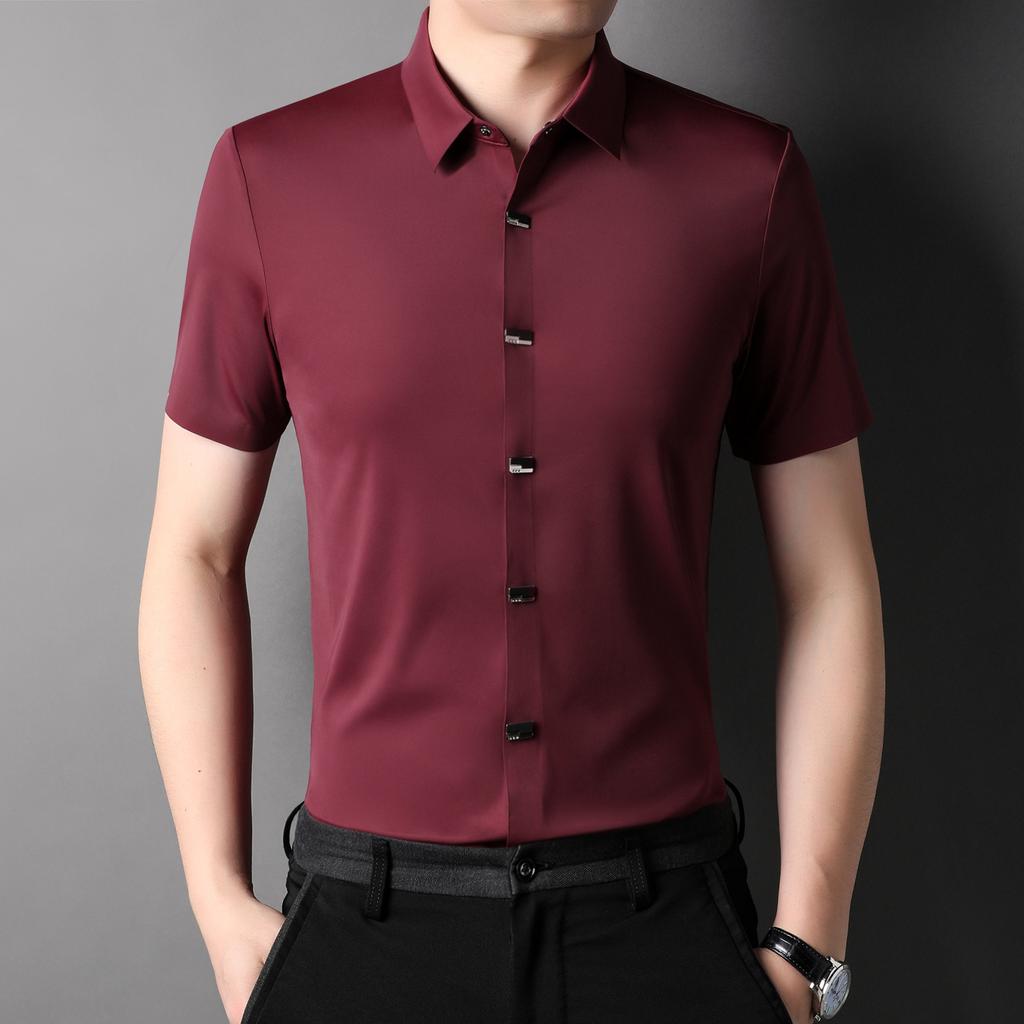 Новая рубашка Мужская повседневная тонкая с лацканами Модная однотонная рубашка Кардиган Деловая мужская одежда