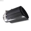 RONSI 1 Pcs Universal Car Glossy Carbon Fiber Black Muffler Tip Exhaust System Pipe Mufflers Nozzle Universal Straight Stainless