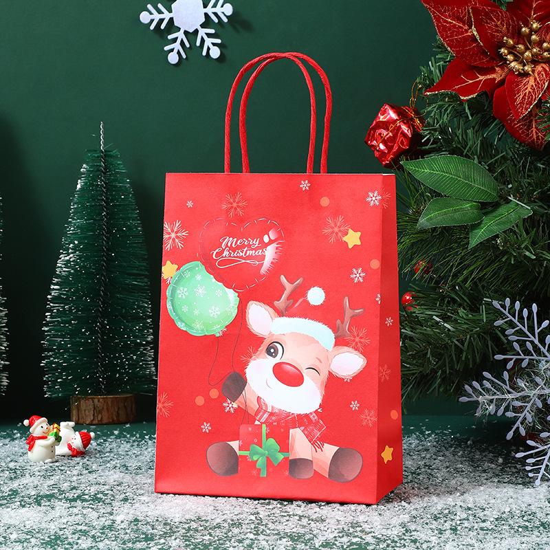 1-20pcs Merry Christmas Paper Gift Bags Gingerbread Man Treat Bags with Handles Snowy Candy Goodie Bags Grocery Bag for Xmas