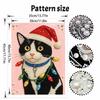Christmas Pearl Painting Kit Handmade DIY Cute Cat In Santa Hat With Colorful Lights Home Decoration Painting