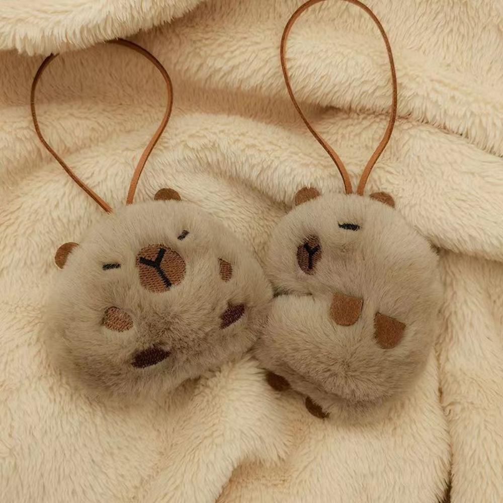 Kawaii Plush Capybara Keychain Anti-lost Mark Tag Key Holder For Kid Kindergarten Backpack Pendant Decor