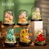 Eternal Flower Block With Dust Cover Assembly Bouquet Desktop Decoration Building Block Micro Bricks Kid's Puzzle Assembly Toy