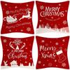 Festive Christmas Pillow Cover Set 45x45cm Short Plush Decorative Cushion Covers Sofa Bed Living Room Holiday Party