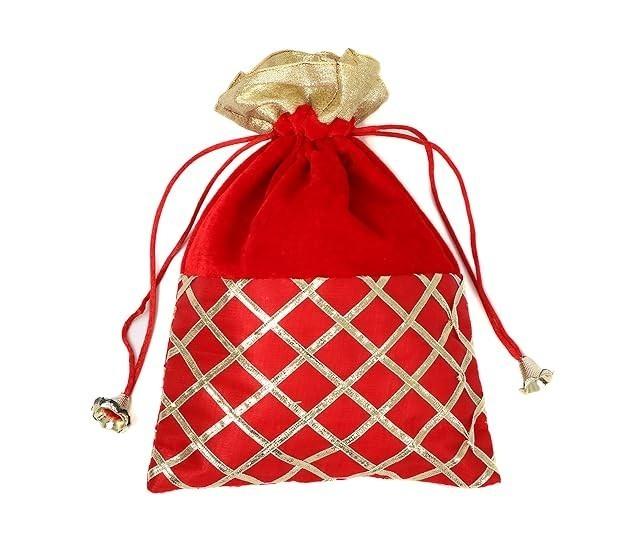 @ Индийская традиционная дизайнерская бархатная сумка-потли для женщин Красный цвет 25 г Zr-2985-Скидка 60%