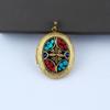 Brass Locket Pendant Photo Box Pendant Nepalese Ethnic Style Handmade Inlay Pendant Exquisite Oval Pendant Necklace Accessories