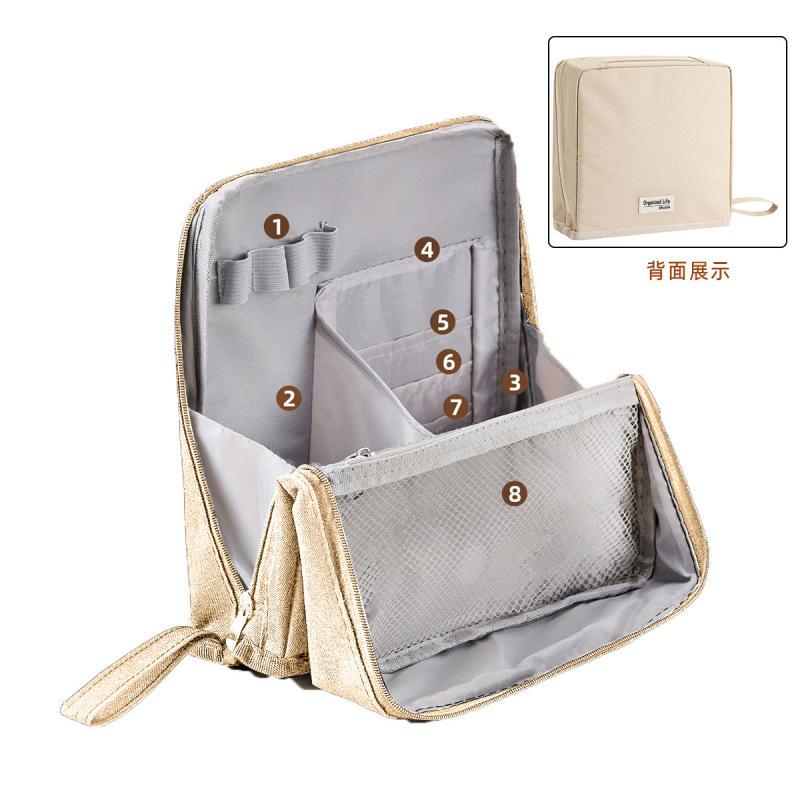 Travel Portable Large Capacity Double Opening Cosmetic Bag Women's Toiletry Storage Bag Multi Layer Stationery Bag 2025 New