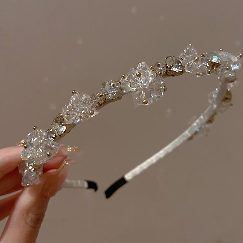Luxury Crystal Headband Retro Rhinestone Hairband Elegant Zircon Thin Hair Hoop Hair Band Temperament Women Girl Hair Accessory