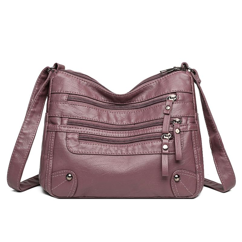Женская сумка с несколькими карманами, мягкая кожаная сумка через плечо для мам среднего возраста