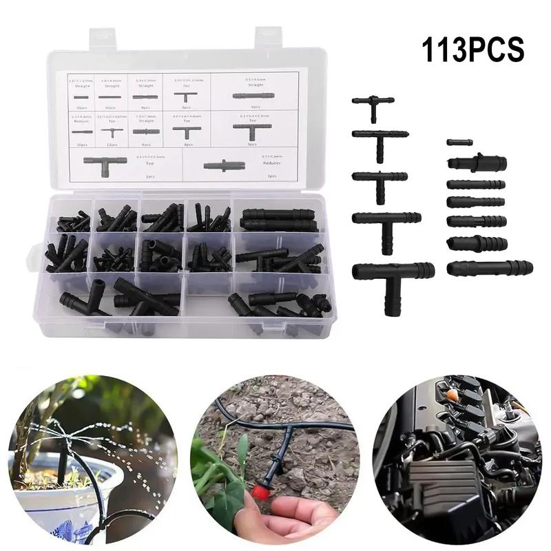 113PCS Vacuum Connector Assortment Automotive Vacuum Tubing Connector Tee Kit Water Spray Pipe Joints Car Wiper Connection Pipe