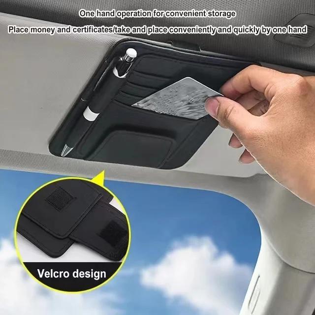 JOT2 Car Sun Visor Organizer Multi-Pocket Auto Interior Universal For Jeep Renegade Compass Wrangler Grand Cherokee Car Accessories