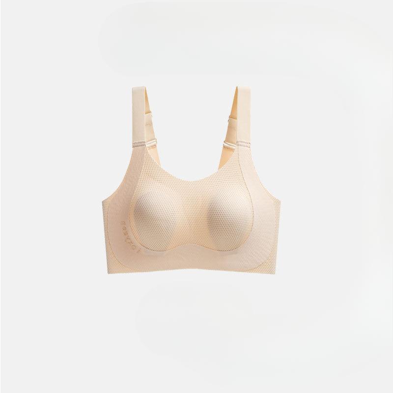 Plus Size Lady Non Trace Ultra Thin Rabbit Ear Double Pull Anti Droop Retraction Pair Breast Bra