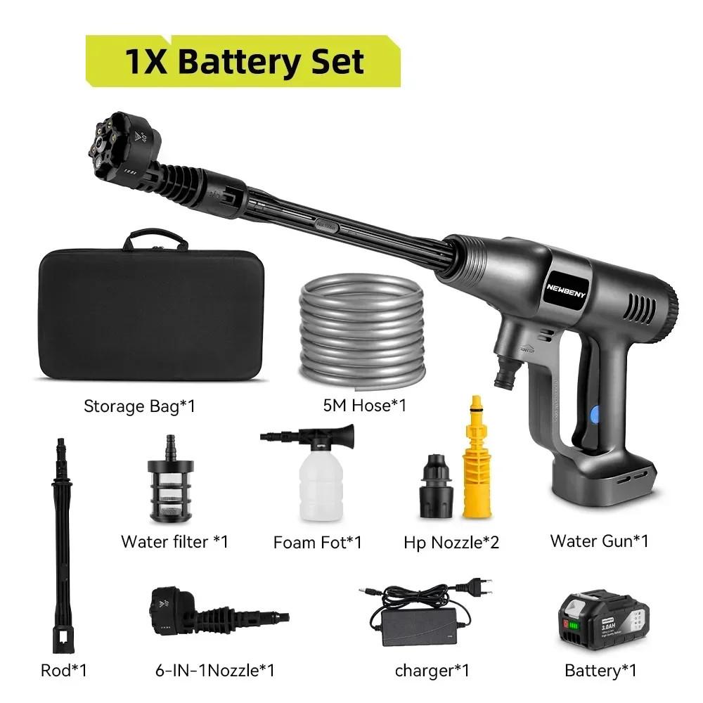 200Bar Бесщеточная электрическая мойка высокого давления, беспроводная машина для мойки автомобилей, 3-скоростной регулируемый электроинструмент для полива сада