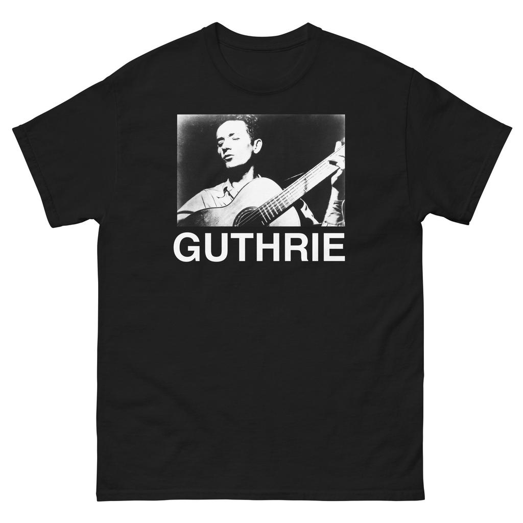 WOODY GUTHRIE Черная графическая футболка Унисекс классическая футболка