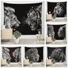 Home Decor Tapestry Black Lion Tiger Wild Animal Print Tapestry Wall Hanging Living Room Bedroom Wall Decor Backdrop Fabric