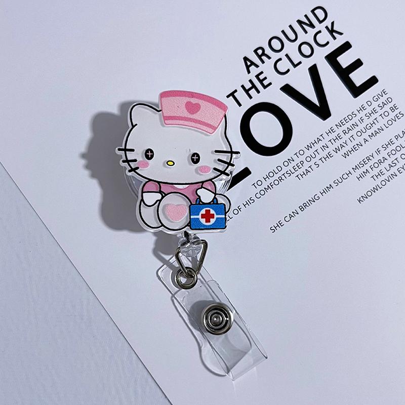 1 шт. Держатель для пропуска на работу Мультяшный значок Sanrio Милый Мелоди Выдвижной зажим для ID-карточки с именем Для значка медсестры