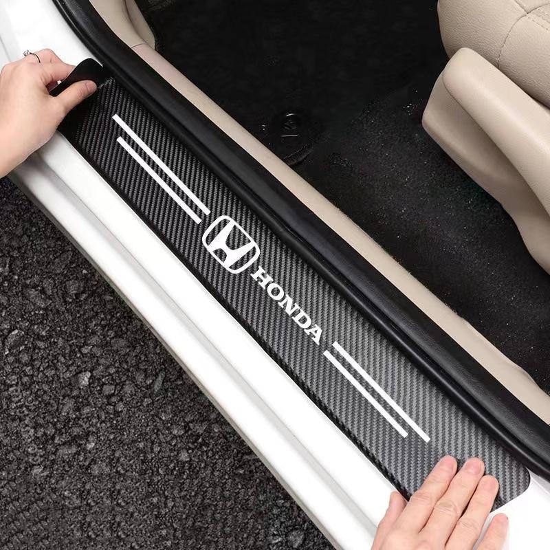 TR1-4Pcs Carbon Fiber Car Door Sill Protector Stickers Door Sill Stickers for Honda Accord CRV XRV Civic FIT Auto Accessories