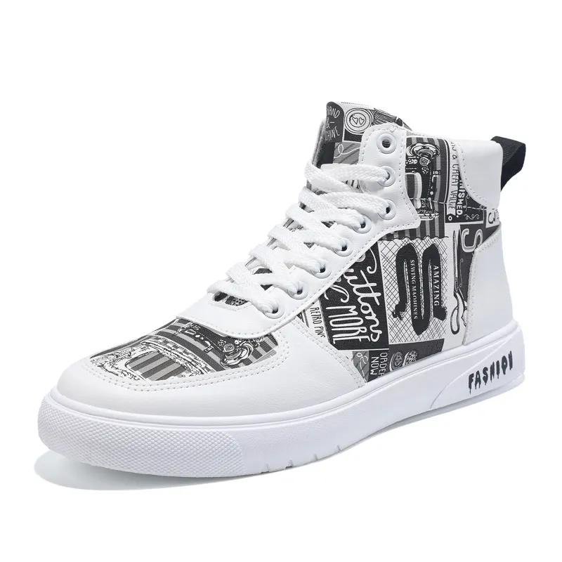Trendy High Top Men Sneakers Graffiti Style Spring Autumn Student Men Shoes Punk Street Casual Shoe Tenis Shoe Zapatillas Hombre
