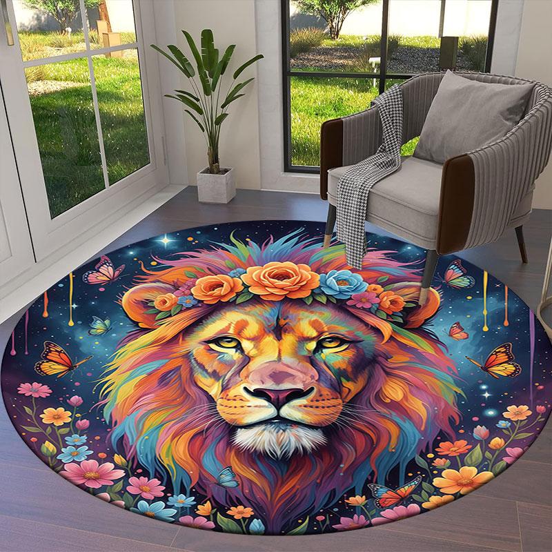 Круглый ковер Liquidpaintanimals, Ковер для гостиной, спальни, дивана, игровой комнаты, Нескользящий коврик для пола