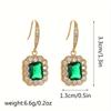 Серьги из зеленого квадратного циркона, инкрустированные стразами, роскошные ювелирные изделия, серьги-подвески из сплава, идеальный женский аксессуар для женщин, повседневный и праздничный декор