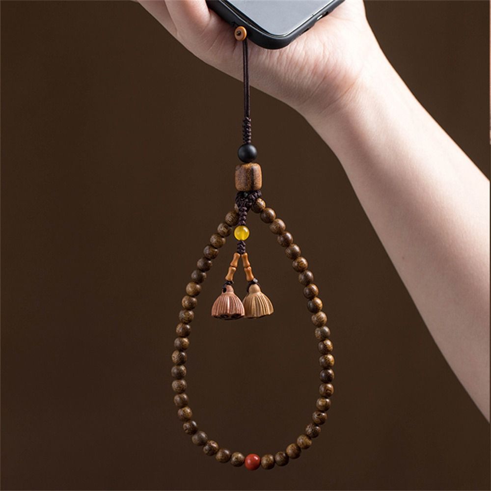 Wrist Strap Wood Phone Lanyard Anti Lost Cell Phone Hanger Handmade Mobile Phone Strap Bag Pendant
