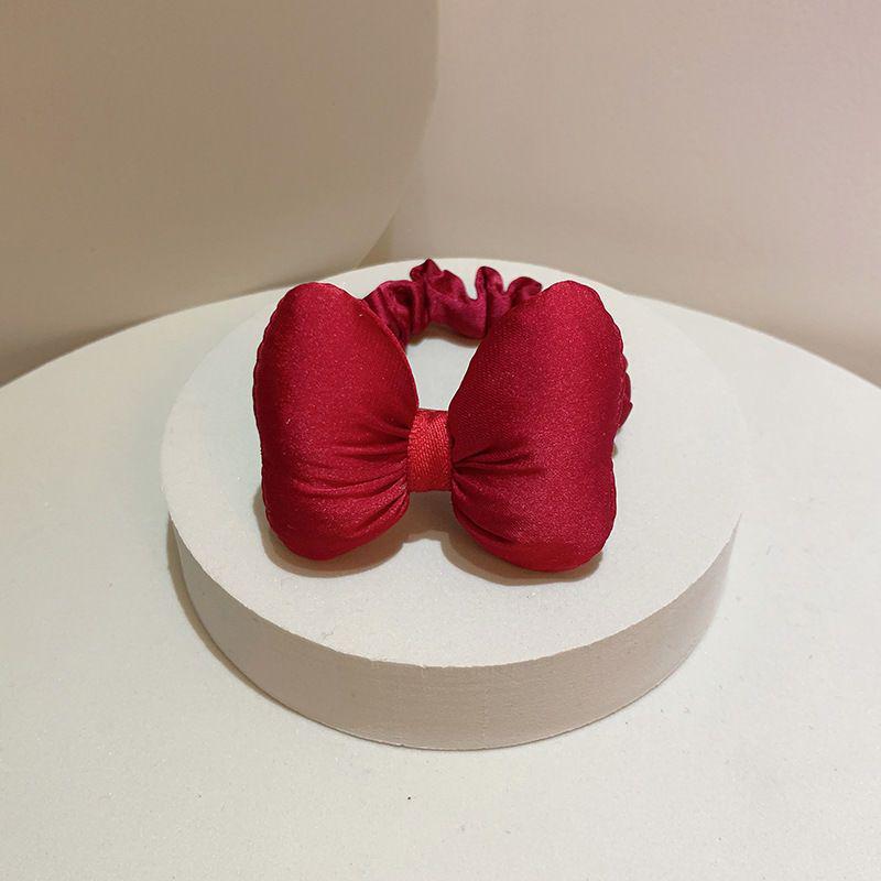 New Year Red Bow Hair Tie: Cute Elastic Scrunchie for Buns & Ponytails