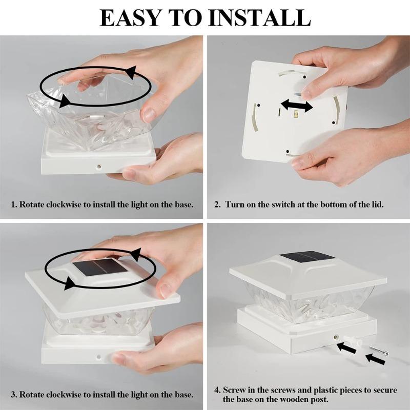 Уличные солнечные фонари для столбов, палубные фонари на солнечных батареях для столбов в садовом декоре, 2-режимный яркий солнечный фонарь для столбов