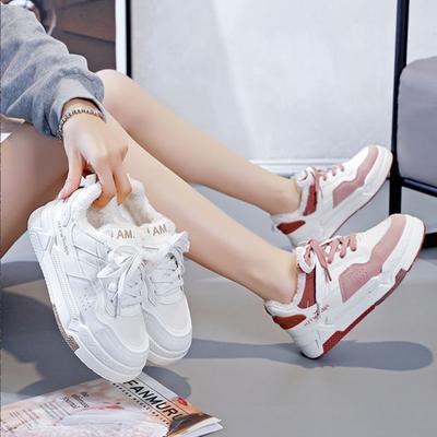 Утепленные маленькие белые туфли женские осенне-зимние новые нишевые туфли для студентов повседневная обувь на плоской подошве низкие хлопковые туфли