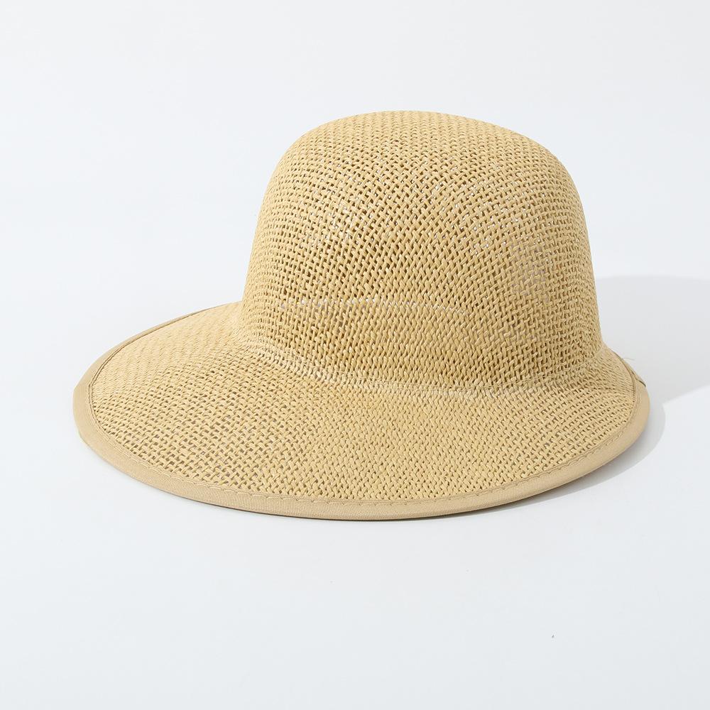 Spring and summer thin bucket hat hollow breathable bucket hat sunscreen straw hat sun hat dome Japanese and Korean big eaves sun hat