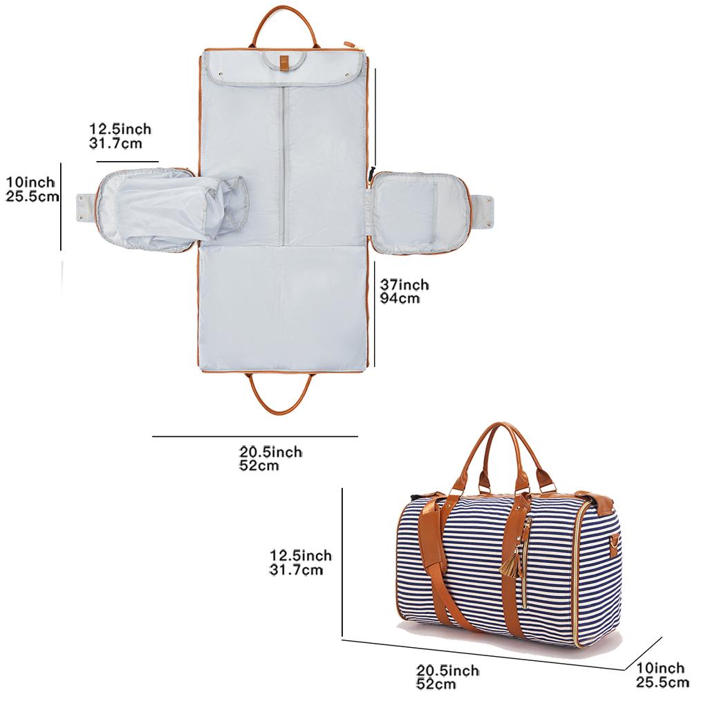 Fabric Solid Color Striped Foldable And Expandable Multifunctional Travel Bag