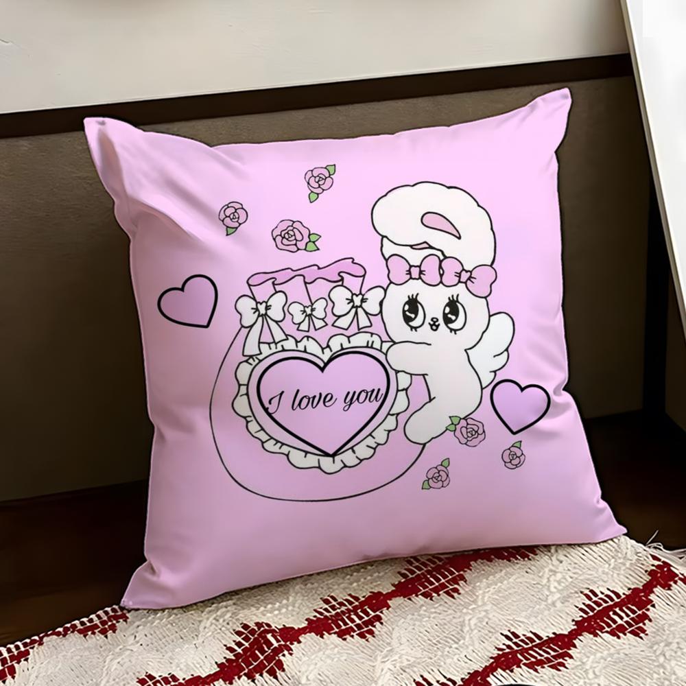 Cute EEsther Bunny Pink Cushion Cover Reversible Soft Durable Pillow Cover Home Car MultiScene Use for Daily Comfort