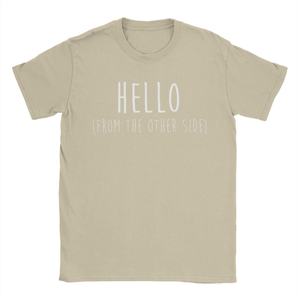 Мужские футболки Hello From the Other Side Adele Funny Cotton Tees Футболка с коротким рукавом Футболка с круглым вырезом с принтом