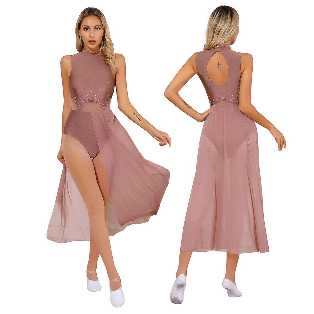 Женское лирическое балетное танцевальное трико без рукавов, платье для фигурного катания на роликовых коньках, сценический костюм