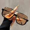 2PCS Vintage Square Sunglasses for Women Men Double Bridges Eyewear Female Chic Polygon Sun Glasses Shades