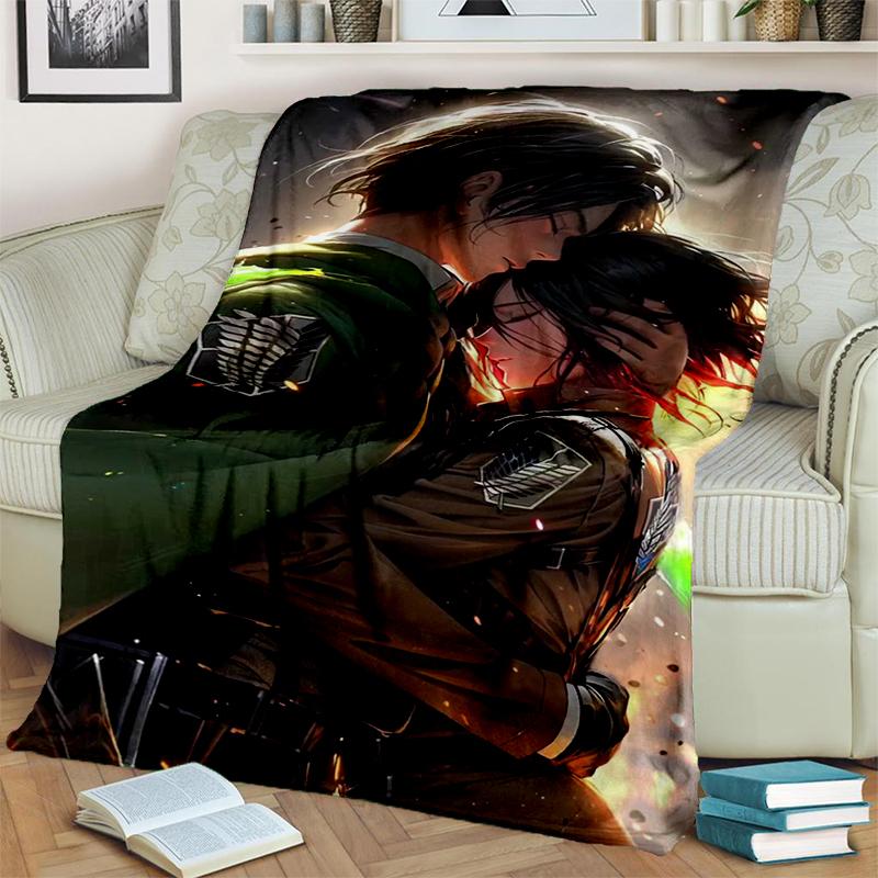 3D Мультяшное одеяло Атака Титанов Эрен Микаса Аниме, Мягкое плед-покрывало для дома, спальни, кровати, дивана, путешествий, пикника, Подарок для детей