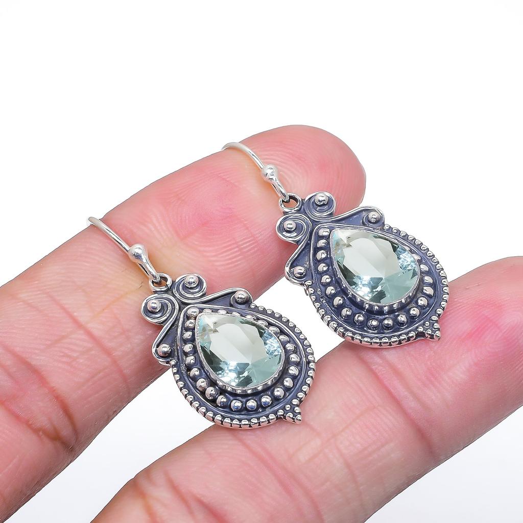 Серьги из серебра 925 пробы с аквамарином V7421, серьги цвета морской волны, серьги в форме груши, подарок на День святого Валентина, подарок для нее, подарок на день рождения, ювелирные изделия ручной работы, силь