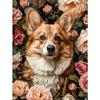 5d DIY Diamond Painting Cross Stitch Cute Animal Pet Corgi Flowers Diamond Embroidery Mosaic Full Round Drill Home Decor