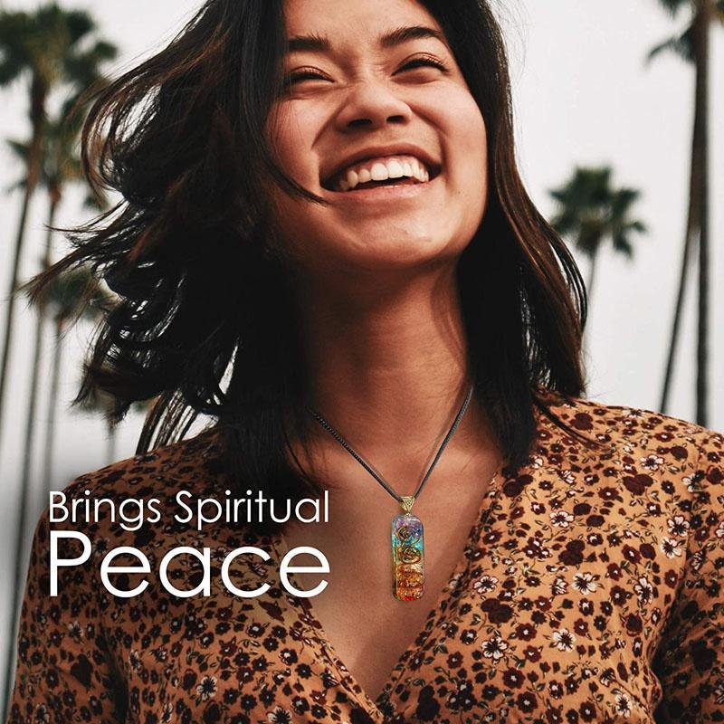 Ожерелье 7 чакр - Кулон-оргонит ручной работы для исцеления - Ожерелье с кристаллами чакр с регулируемым шнурком - Кристальные ожерелья для положительной энергии, медитации