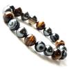 Celestial Eye Tiger Eye Hematite Bracelet 12mm Power Stone Natural Stone Prayer Beads Accessories Inner Circumference 17cm [GOLD STONE] Men's Approx.