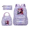 K-POP Huntress Girl Group Cartoon Print Student Backpack 3-Piece Set with Pencil Case and Lunch Bag Korean Style School Bag Gift Set
