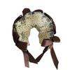 Lolita Lace Headband Gorgeous Frill Gothic Lolita Bowknot Cosplay Hair Ornament Hair Accessory Moe Cute Maid Cafe Women's [J's Select] (Brown)