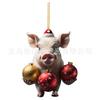 Festive Pig Cartoon Acrylic Pendant Cute Christmas Decoration For Interiors Vehicle