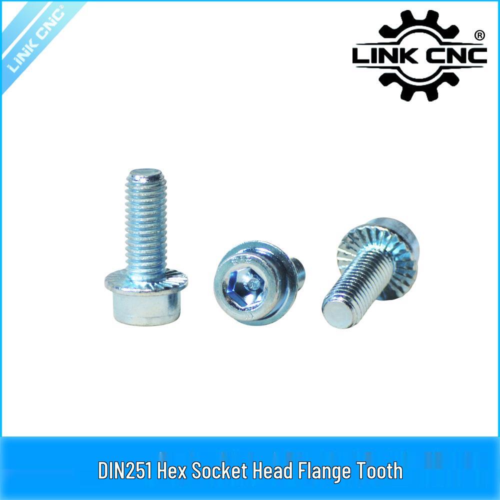 Болт LINK CNC M10 Класс 8.8 Среднеуглеродистая сталь Шестигранная головка с фланцем и противоскользящей поверхностью шайбы