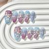 Women High‑Quality Boutique French‑Style Press‑On Nails Pure‑Handmade Short‑Ladder Cat‑Eye Hand‑Drawn Pure‑Desire False Nail Tips